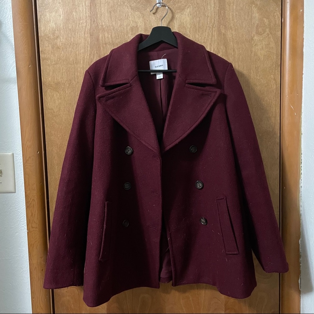 Burgundy Old Navy Peacoat